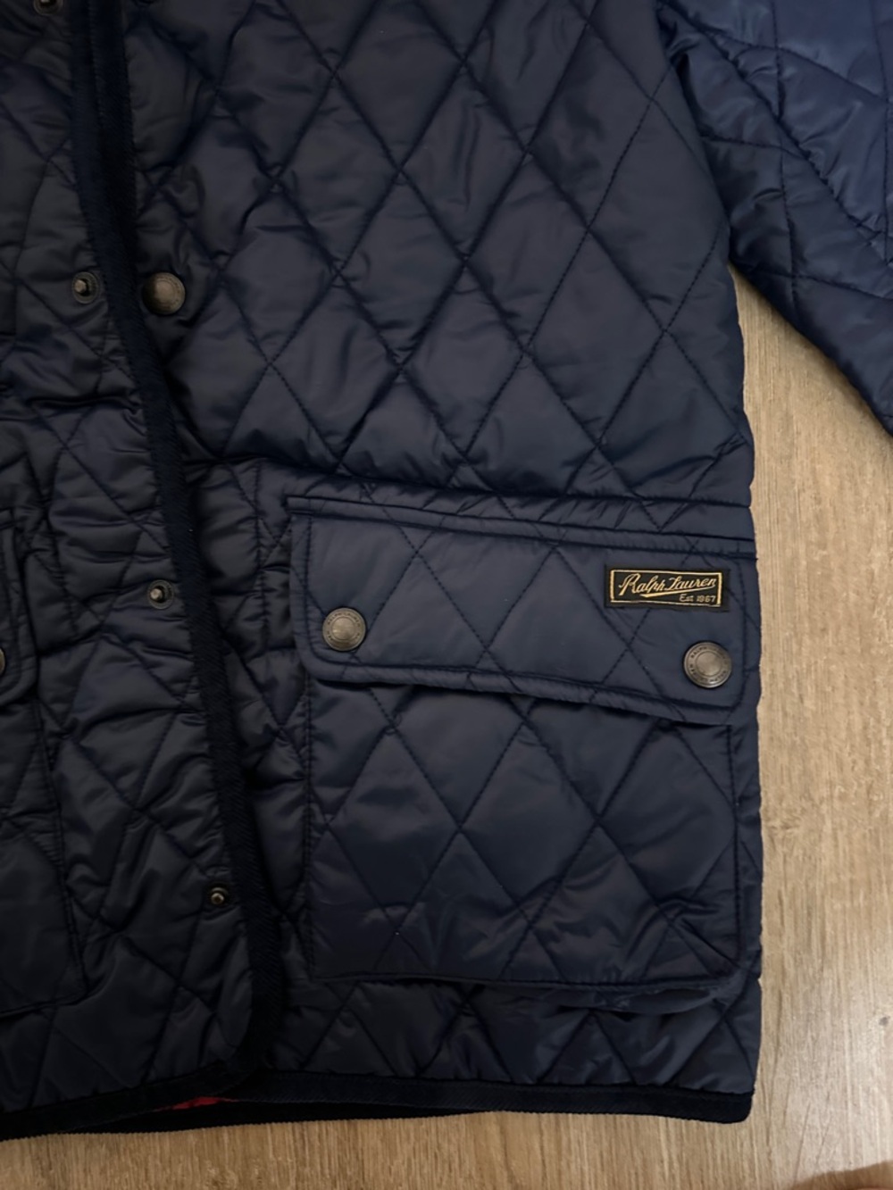 ⚡️ Polo by Ralph Lauren Quilted Navy Puffer Jacket with Corduroy Collar - Picture 6 of 11
